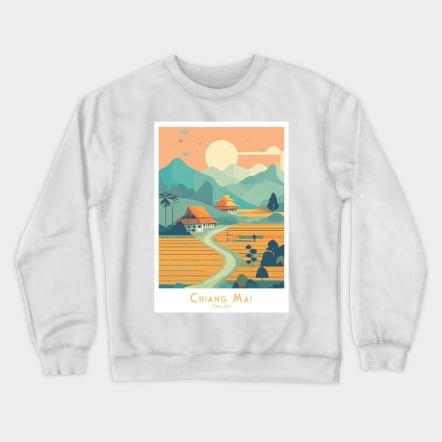 Vintage Retro abstract Serene Chiang Mai Landscape Crewneck Sweatshirt by POD24